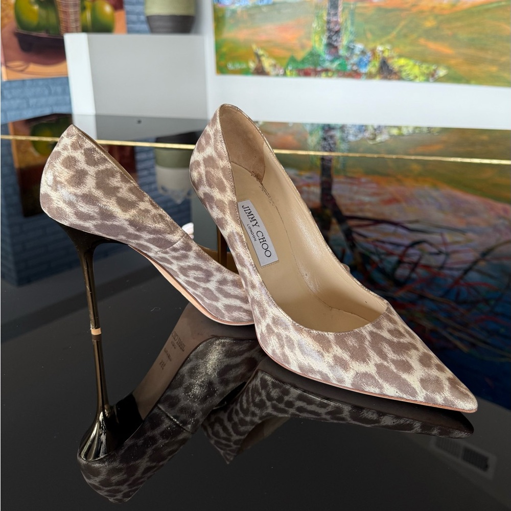 Jimmy Choo Beige Leopard Print Stilettos